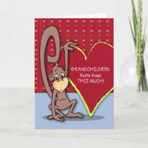 Cartes Pour Fêtes Annuelles Petits-enfants Singe mignon le jour de la Saint-Va