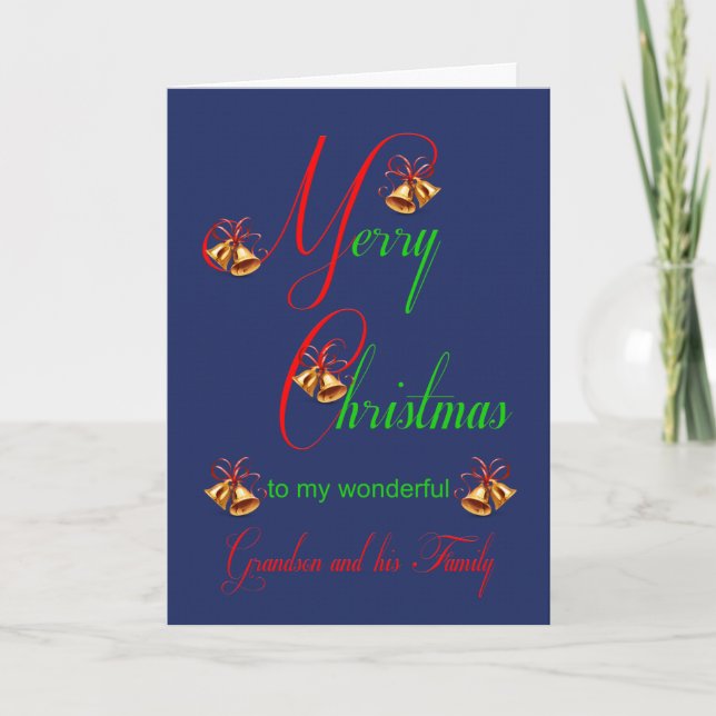 Cartes Pour Fêtes Annuelles Petits-fils et cloches de Noël de famille (Devant)
