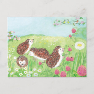 Cartes Pour Fêtes Annuelles Petits hérissons dans la prairie 