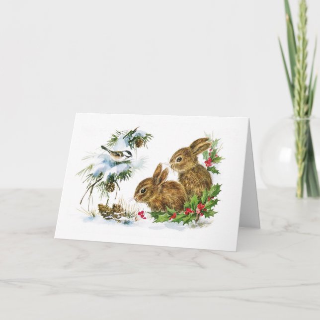 Cartes Pour Fêtes Annuelles Petits lapins Noël (Devant)