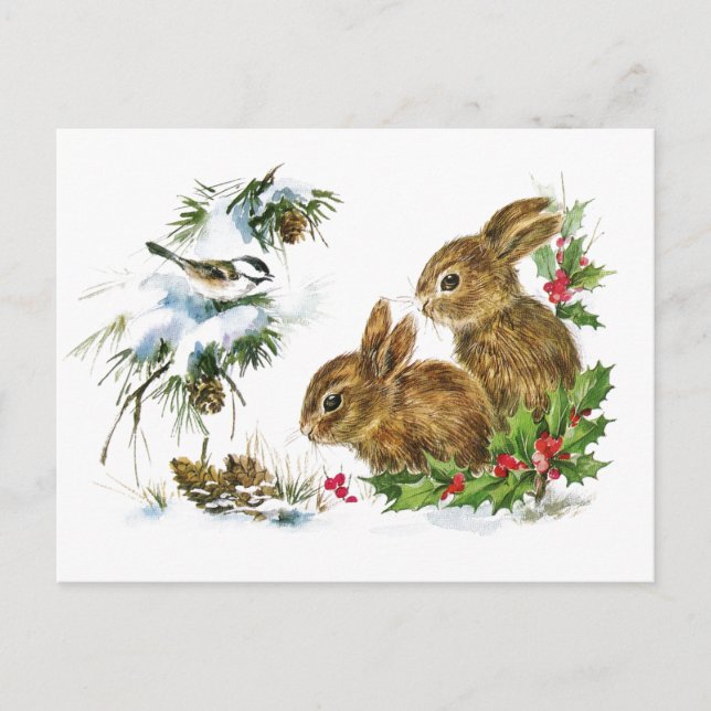 Cartes Pour Fêtes Annuelles Petits lapins Noël (Devant)