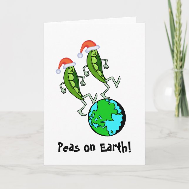 Cartes Pour Fêtes Annuelles Petits Pois de Noël sur Terre (Devant)