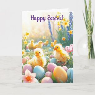 Cartes Pour Fêtes Annuelles Petits poulets et oeufs de Pâques