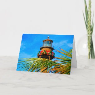 Cartes Pour Fêtes Annuelles Phare de Noël Sanibel avec palmier