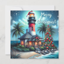 Phare de Noël tropical fantaisiste sarcelle rouge