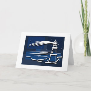Cartes Pour Fêtes Annuelles phare d'étoile filante