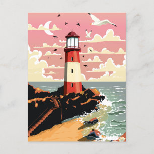 Cartes Pour Fêtes Annuelles Phare vintage