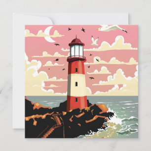 Cartes Pour Fêtes Annuelles Phare vintage