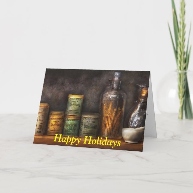 Cartes Pour Fêtes Annuelles Pharmacie - pastilles et pilules de rein (Devant)