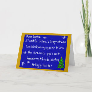 Cartes Pour Fêtes Annuelles Pharmaciste "CHER PÈRE NOËL" Cadeaux de Noël
