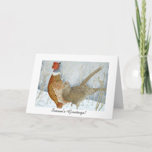Cartes Pour Fêtes Annuelles Phéasants dans la neige (Bonnes Fêtes !)