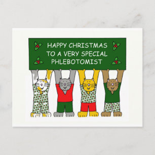 Cartes Pour Fêtes Annuelles Phlebotomiste Joyeux chat caricature de Noël