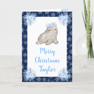 Cartes Pour Fêtes Annuelles Phoque Arctique d'Hiver Joyeux Noël