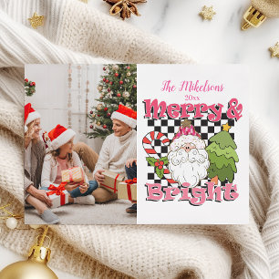 Cartes Pour Fêtes Annuelles Photo à carreaux Noël joyeux et lumineux