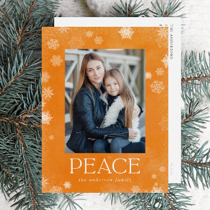 Cartes Pour Fêtes Annuelles Photo à l'aquarelle orange Peace givré