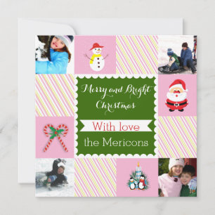 Cartes Pour Fêtes Annuelles Photo à plat moderne rayée de Noël