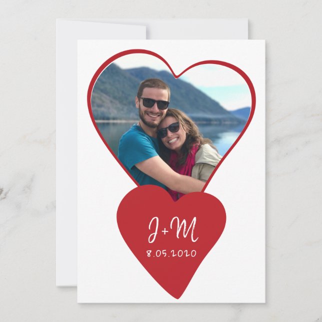 Cartes Pour Fêtes Annuelles Photo amour deux initiales coeur Saint Valentin (Devant)