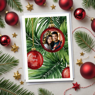 Cartes Pour Fêtes Annuelles Photo aquarelle de palmier de Noël tropical vibran