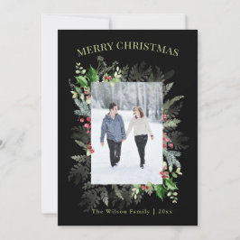 Cartes Pour Fêtes Annuelles Photo Aquarelle verte Joyeux Noël