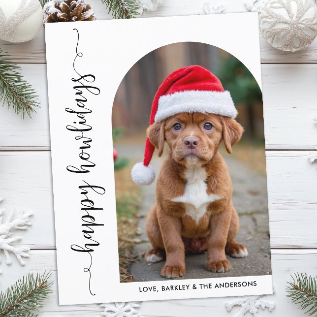 Cartes Pour Fêtes Annuelles Photo Arc moderne Noël Joyeux Howlidays Chien (Créateur téléchargé)
