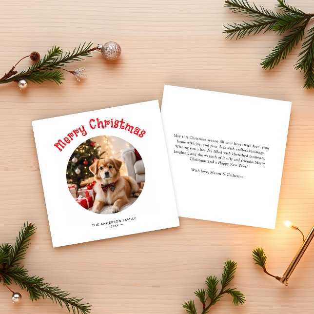 Cartes Pour Fêtes Annuelles Photo arrondie Whimsical Accueil de Noël hiver (Créateur téléchargé)