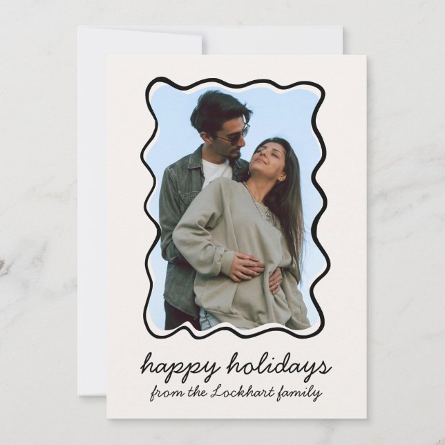 Cartes Pour Fêtes Annuelles Photo avec bordure funky et fantaisiste dessinée à (Devant)