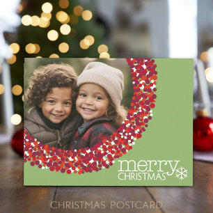 Cartes Pour Fêtes Annuelles Photo avec cadre de couronne de Noël à baie rouge