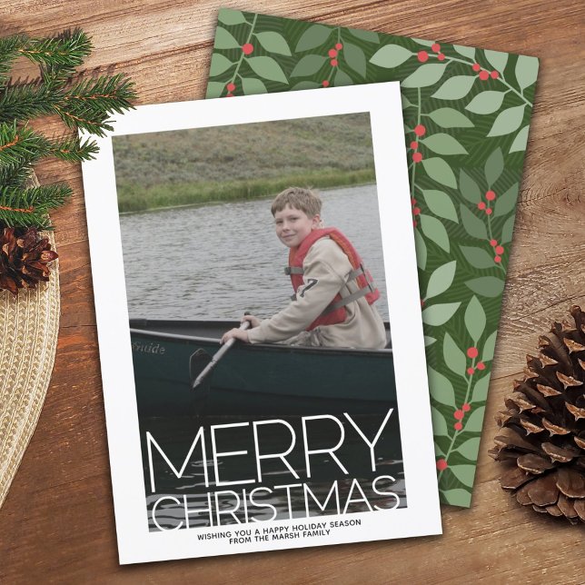 Cartes Pour Fêtes Annuelles Photo avec un énorme Joyeux Noël - fond botanique (Créateur téléchargé)