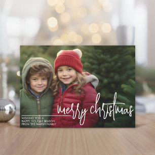 Cartes Pour Fêtes Annuelles Photo avec un joyeux Noël énorme - Carreaux Rouge 