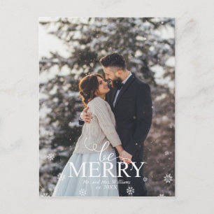 Cartes Pour Fêtes Annuelles Photo "Be Merry" Elégante Typographie
