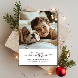Cartes Pour Fêtes Annuelles Photo Bébé noir et blanc Oh Quel Noël amusant