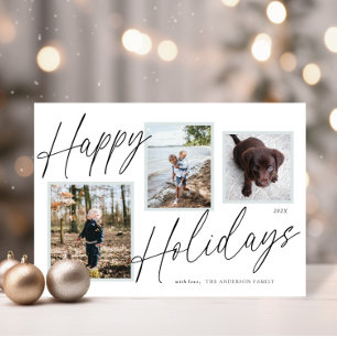 Cartes Pour Fêtes Annuelles Photo Black and White Happy Holidays