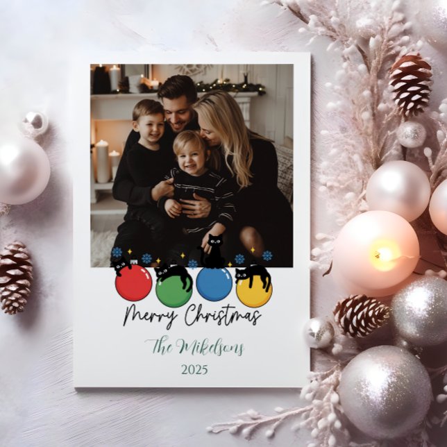 Cartes Pour Fêtes Annuelles Photo Black Cat Christmas (Créateur téléchargé)