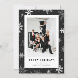 Cartes Pour Fêtes Annuelles Photo Black Snowflon moderne Entreprise