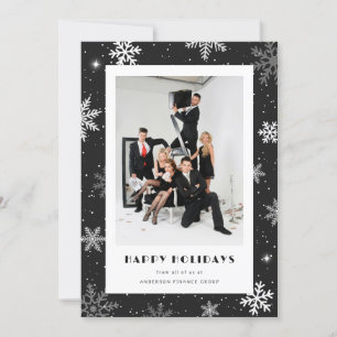 Cartes Pour Fêtes Annuelles Photo Black Snowflon moderne Entreprise