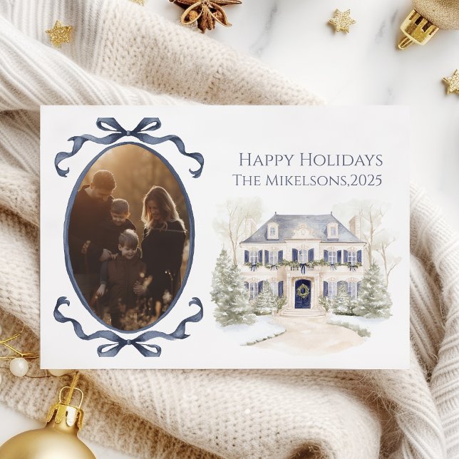 Cartes Pour Fêtes Annuelles Photo Blue Manor Family Christmas (Créateur téléchargé)