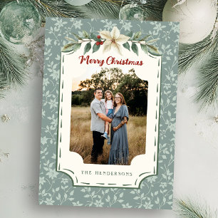 Cartes Pour Fêtes Annuelles Photo botanique de Noël Cozy Rustic Sage