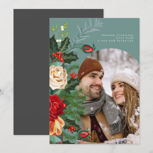 Cartes Pour Fêtes Annuelles Photo botanique de vacances d'hiver personnalisée