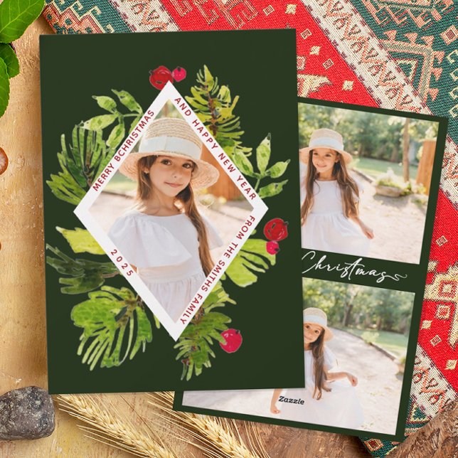 Cartes Pour Fêtes Annuelles Photo botanique de verdure élégante  (Créateur téléchargé)