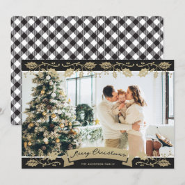 Cartes Pour Fêtes Annuelles Photo botanique en noir et blanc Noël