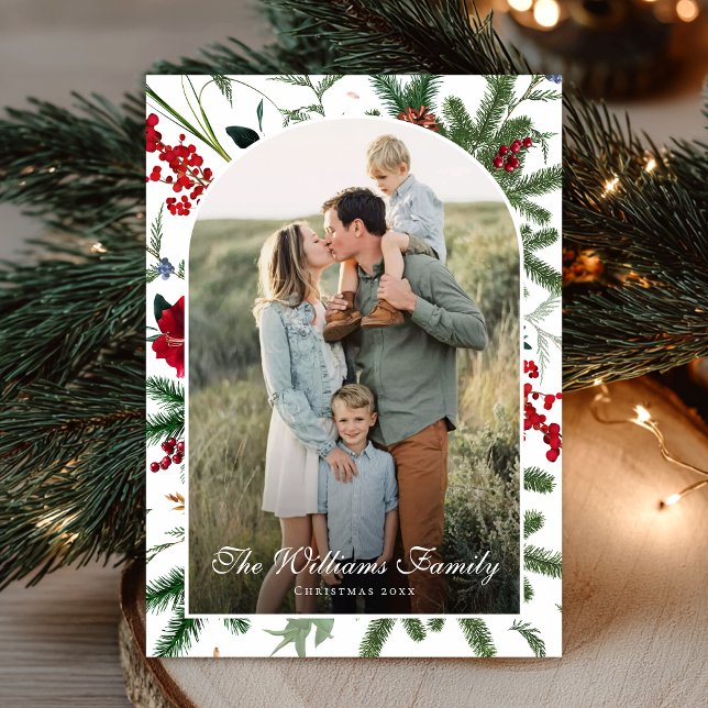 Cartes Pour Fêtes Annuelles Photo botanique moderne Holiday Elegant Card (Créateur téléchargé)