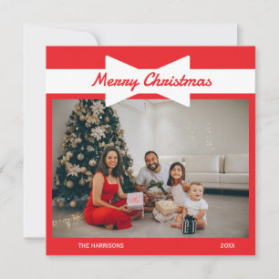 Cartes Pour Fêtes Annuelles Photo Bow blanc Noël rouge