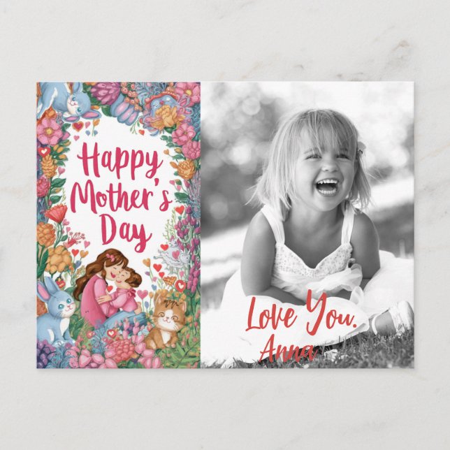 Cartes Pour Fêtes Annuelles *~* Photo Bunny Whimsical Heart Fête des Mères AP7 (Devant)