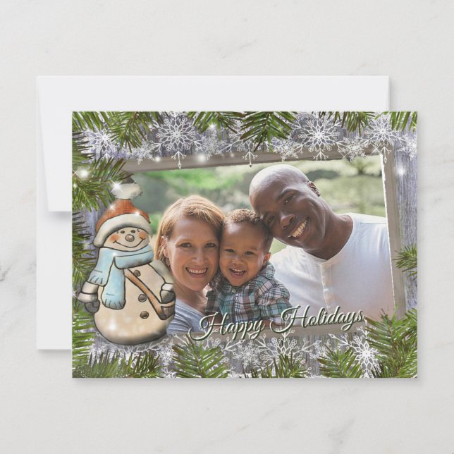 Cartes Pour Fêtes Annuelles Photo cadre de bonhomme de neige mignon (Devant)