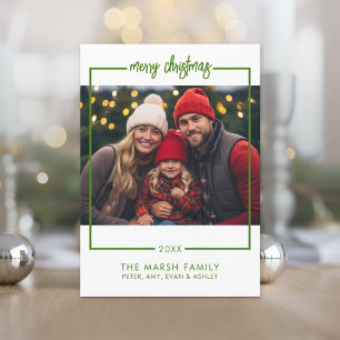Cartes Pour Fêtes Annuelles Photo Cadre simple - Vert Joyeux Noël minimal