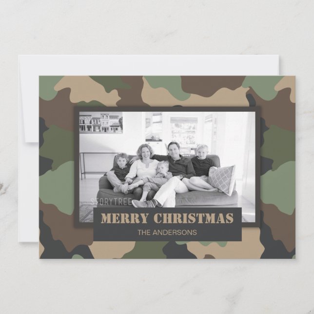 Cartes Pour Fêtes Annuelles Photo Camouflage Woodland Camo Military Christmas (Devant)