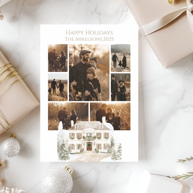 Cartes Pour Fêtes Annuelles Photo Champagne Manor Family Christmas (Créateur téléchargé)