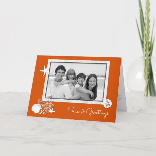Cartes Pour Fêtes Annuelles Photo Christmas Beach Shells Orange Christmas (Devant)