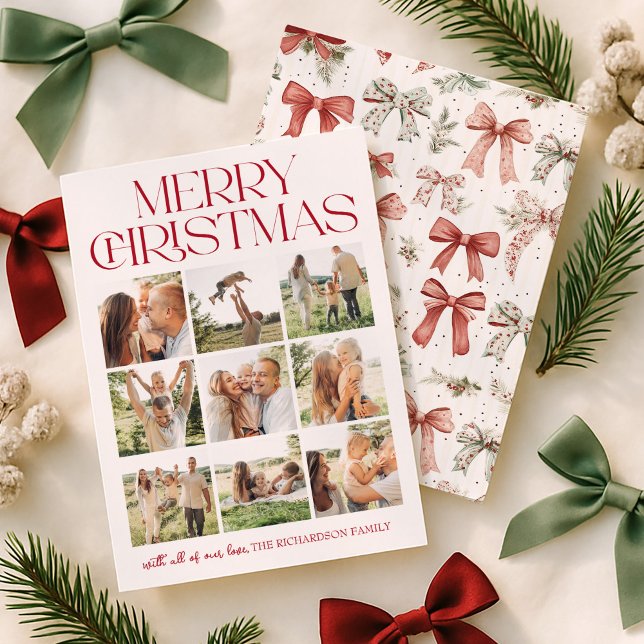 Cartes Pour Fêtes Annuelles Photo Christmas Bow 9 (Créateur téléchargé)