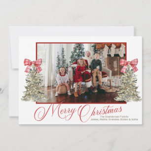 Cartes Pour Fêtes Annuelles Photo Classic Christmas Card avec Aquarelle Arbres